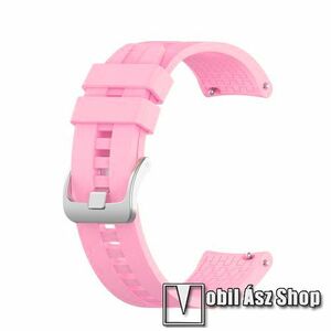 Okosóra szíj - környezetbarát szilikon - RÓZSASZÍN - 120 + 90mm hosszú, 22mm széles - SAMSUNG Galaxy Watch 46mm / Watch GT2 46mm / Watch GT 2e / Galaxy Watch3 45mm / Honor MagicWatch 2 46mm kép