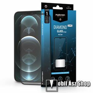 MYSCREEN DIAMOND GLASS LITE EDGE előlap védő karcálló edzett üveg - FEKETE - 9H, 0.33 mm, A teljes felületén tapad, a teljes kijelzőt védi - APPLE iPhone 12 / 12 Pro - GYÁRI kép