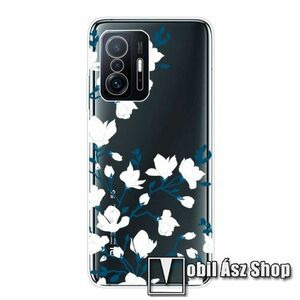 Szilikon védő tok / hátlap - FEHÉR VIRÁG MINTÁS - ÁTLÁTSZÓ - Xiaomi 11T / 11T Pro kép