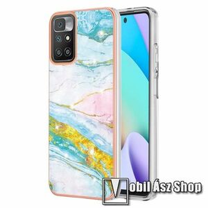 Szilikon védő tok / hátlap - KÉK / ZÖLD / ARANY MÁRVÁNY MINTÁS - Xiaomi Redmi 10 / Redmi 10 Prime / Redmi 10 (2022) kép