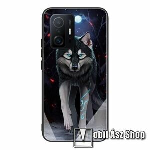 GLASS CASE műanyag védő tok / hátlap védő edzett üveg - FARKAS MINTÁS - szilikon szegély - Xiaomi 11T / 11T Pro kép