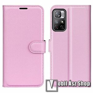 WALLET notesz tok / flip tok - RÓZSASZÍN - asztali tartó funkciós, oldalra nyíló, rejtett mágneses záródás, bankkártyatartó zseb, szilikon belső - Xiaomi Poco M4 Pro 5G / Note 11 5G (For China Market) / Note 11T 5G kép