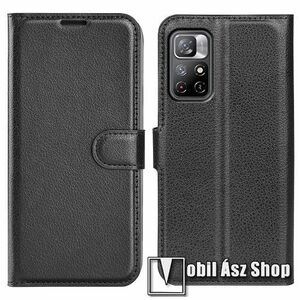 WALLET notesz tok / flip tok - FEKETE - asztali tartó funkciós, oldalra nyíló, rejtett mágneses záródás, bankkártyatartó zseb, szilikon belső - Xiaomi Poco M4 Pro 5G / Note 11 5G (For China Market) / Note 11T 5G kép