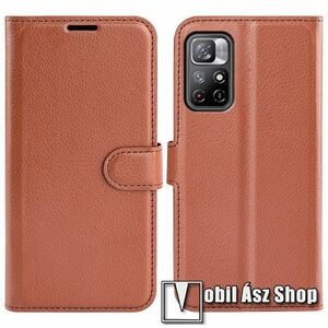 WALLET notesz tok / flip tok - BARNA - asztali tartó funkciós, oldalra nyíló, rejtett mágneses záródás, bankkártyatartó zseb, szilikon belső - Xiaomi Poco M4 Pro 5G / Note 11 5G (For China Market) / Note 11T 5G kép