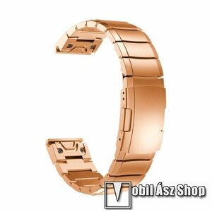 Okosóra szíj - rozsdamentes acél, csatos - ROSE GOLD - 194mm hosszú, 22mm széles QUICKFIT csatlakozó - Garmin Fenix 5 / 5 Plus / 5 Plus Sapphire / 6 / 6 Pro / 6 Sapphire / Instinct / Forerunner 935 / 745 / 945 / Quatix 3 / Descent MK1 / Tactix Charlie kép