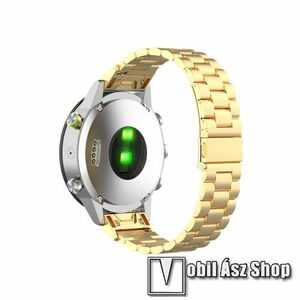 Okosóra szíj - rozsdamentes acél, csatos - ARANY - 186 mm hosszú, 22mm széles QUICKFIT csatlakozó - Garmin Fenix 5 / 5 Plus / 5 Plus Sapphire / 6 / 6 Pro / 6 Sapphire / Instinct / Forerunner 935 / 745 / 945 / Quatix 3 / Descent MK1 / Tactix Charlie kép
