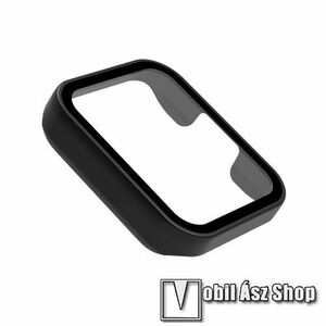 Okosóra műanyag védő tok / keret - FEKETE - 9H edzett üveg előlap védő is! - Xiaomi Redmi Watch 2 / Poco Watch kép