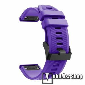 Okosóra szíj - LILA - szilikon, textúrált mintás, 125 + 80mm hosszú, 22mm széles, QUICKFIT - Garmin fenix 5 / Fenix 5 Plus / Forerunner 935 / Forerunner 945 / Approach S60 / Quatix 5 / Quatix 5 Sapphire kép