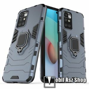 TRANSFORM PRO műanyag védő tok / hátlap - KÉK - szilikon betétes, kitámasztható, fém ujjgyűrűvel, tapadófelület mágneses autós tartóhoz - ERŐS VÉDELEM! - Xiaomi Redmi 10 / Redmi 10 Prime / Redmi 10 (2022) kép