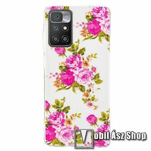 Szilikon védő tok / hátlap - RÓZSA MINTÁS - Sötétben világít! - Xiaomi Redmi 10 / Redmi 10 Prime / Redmi 10 (2022) kép