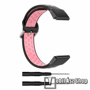 Okosóra szíj, Szilikon, Légáteresztő, Sportoláshoz, 100+143mm hosszú, 26mm, QUICKFIT, Fekete, Rózsaszín, Garmin D2 Mach 1 Pro 51mm, Enduro 3, fenix 8 51mm, Descent Mk3i 51mm, fenix 7X, 7X Pro, 6X, 6X Pro, tactix 7 kép