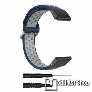 Okosóra szíj, Szilikon, Légáteresztő, Sportoláshoz, 100+143mm hosszú, 26mm, QUICKFIT, Fekete, Szürke, Garmin D2 Mach 1 Pro 51mm, Enduro 3, fenix 8 51mm, Descent Mk3i 51mm, fenix 7X, 7X Pro, 6X, 6X Pro, tactix 7 kép