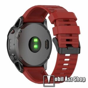 Okosóra szíj - szilikon, textúrált mintás - PIROS - 92mm + 123mm hosszú, 26mm széles, csavarhúzóval, TELESZKÓP NÉLKÜL! - Garmin Fenix 5X / 5X Plus / 5X Plus Sapphire / 6X / 6X Sapphire / 6X Pro / 6X Pro Solar / 6X Pro Sapphire / Quatix 3 / Descent MK1 kép