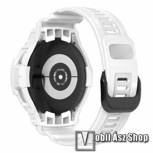 Okosóra szilikon szíj / szilikon tok - FEHÉR - 90mm + 90mm hosszú - SAMSUNG Galaxy Watch4 Classic 46mm (SM-R890) kép