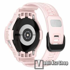 Okosóra szilikon szíj / szilikon tok - RÓZSASZÍN - 90mm + 90mm hosszú - SAMSUNG Galaxy Watch4 Classic 46mm (SM-R890) kép