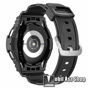 Okosóra szilikon szíj / szilikon tok - FEKETE - 90mm + 90mm hosszú - SAMSUNG Galaxy Watch4 Classic 42mm (SM-R880) kép