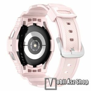 Okosóra szilikon szíj / szilikon tok - RÓZSASZÍN - 90mm + 90mm hosszú - SAMSUNG Galaxy Watch4 Classic 42mm (SM-R880) kép