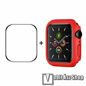 ENKAY okosóra Flexible Nano Glass rugalmas edzett üveg + PIROS műanyag védő tok - 0.2mm, 9H, A teljes kijelzőt védi! - APPLE Watch Series 7 (41mm) / Series 8 (41mm) / Series 9 (41mm) - GYÁRI kép