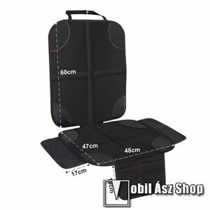 UNIVERZÁLIS Autóülésre rögzíthető több rekeszes tároló / ülésvédő - szövet, könnyen felrögzíthető, cseppálló, csúszásgátló, hálós zseb, ülőfelület: 47 x 48cm, háttámla: 60cm - FEKETE kép