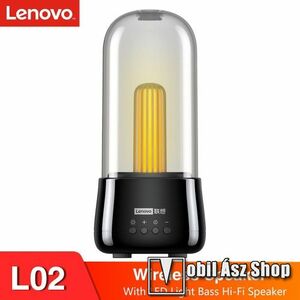 LENOVO L02 bluetooth hangszóró / LED-es hangulatvilágítás - v5.0, beépített mikrofon, állítható fényerő, pulzáló világítás, hordozható, beépített 2000mAh akkumulátor, kihangosító funkció, 177 x 86 x 86 mm - FEKETE - L02 - GYÁRI kép