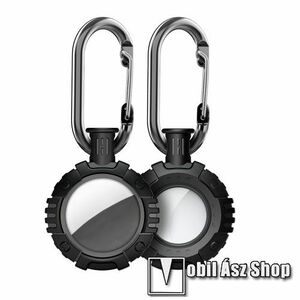 Szilikon védő tok Apple AirTag-hez - karabiner, ERŐS VÉDELEM! - FEKETE kép