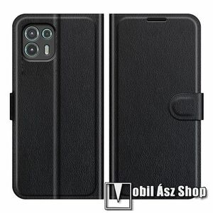 WALLET notesz tok / flip tok - FEKETE - asztali tartó funkciós, oldalra nyíló, rejtett mágneses záródás, bankkártyatartó zseb, szilikon belső - MOTOROLA Edge 20 Lite / Edge 20 Fusion kép
