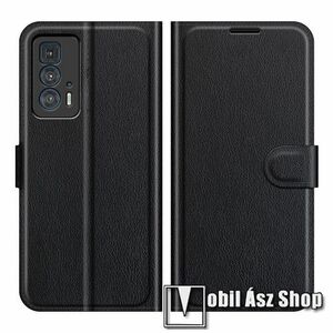 WALLET notesz tok / flip tok - FEKETE - asztali tartó funkciós, oldalra nyíló, rejtett mágneses záródás, bankkártyatartó zseb, szilikon belső - MOTOROLA Edge 20 Pro / Edge S Pro kép