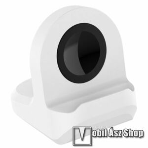 Okosóra asztali töltő állvány / dokkoló - szilikon, kábelelvezető, 65mm x 50mm x 57mm, a töltő NEM TARTOZÉK! - FEHÉR - SAMSUNG Galaxy Watch Active / Active2 40mm / 44mm / Watch4 Classic 46mm / 42mm / Watch 3 41mm / 45mm / Watch4 40mm / 44mm kép
