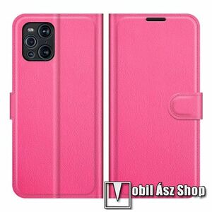 WALLET notesz tok / flip tok - MAGENTA - asztali tartó funkciós, oldalra nyíló, rejtett mágneses záródás, bankkártyatartó zseb, szilikon belső - Oppo Find X3 / Oppo Find X3 Pro kép