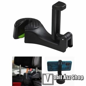 UNIVERZÁLIS gépkocsi / autós tartó / fejtámlára szerelhető kampós tartó - 55-95mm-ig állítható bölcső, elforgatható, fejtámlára szerelhető tartóval, max 5kg teherbírás - FEKETE kép