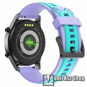 Okosóra szíj - szilikon - CYAN / LILA - 119mm + 95mm hosszú, 22mm széles - SAMSUNG Galaxy Watch 46mm / Watch GT2 46mm / Watch GT 2e / Galaxy Watch3 45mm / Honor MagicWatch 2 46mm / Watch GT 3 46mm kép