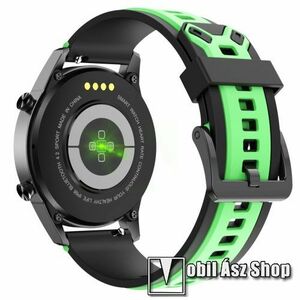 Okosóra szíj - szilikon - FEKETE / VILÁGOSZÖLD - 119mm + 95mm hosszú, 22mm széles - SAMSUNG Galaxy Watch 46mm / Watch GT2 46mm / Watch GT 2e / Galaxy Watch3 45mm / Honor MagicWatch 2 46mm / Watch GT 3 46mm kép