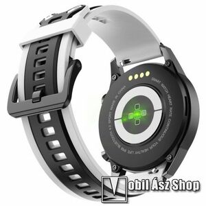 Okosóra szíj - szilikon - FEHÉR / FEKETE - 119mm + 95mm hosszú, 22mm széles - SAMSUNG Galaxy Watch 46mm / Watch GT2 46mm / Watch GT 2e / Galaxy Watch3 45mm / Honor MagicWatch 2 46mm / Watch GT 3 46mm kép