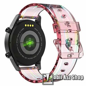 Okosóra szíj - szilikon - ÁTTETSZŐ RÓZSASZÍN - 119mm + 95mm hosszú, 22mm széles - SAMSUNG Galaxy Watch 46mm / Watch GT2 46mm / Watch GT 2e / Galaxy Watch3 45mm / Honor MagicWatch 2 46mm / Watch GT 3 46mm kép
