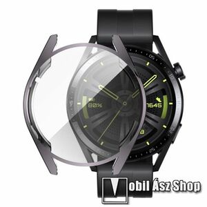 Okosóra szilikon védő tok / keret - GALVANIZÁLT SZÜRKE - Szilikon előlapvédő is! - HUAWEI Watch GT 3 42mm kép
