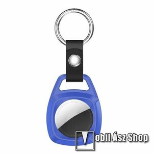 Műbőr / karbon mintás szilikontok - kulcstartó - KÉK - Apple AirTag kép