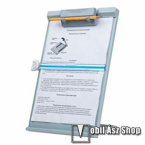 Hordozható csíptetős laptartó / íróalátét - A4-es méretű, beépített tolltartó, műanyag, 5 állítható dőlésszög, vonalzóval, 350 x 230 x 35mm - SZÜRKE kép