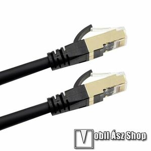 UTP CAT8 PATCH LAN KÁBEL - 1m hosszú, lapos kábel, 10 Gbps, 26AWG oxigénmentes réz kábel, 40Gbps 2000Mhz, árnyékolt RJ45 csatlakozók - FEKETE kép