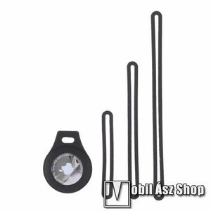 Szilikon védő tok Apple AirTag-hez - 3 méretű pánttal 1x 6.8cm, 1x 10.7cm, 1x 14.7cm - FEKETE kép