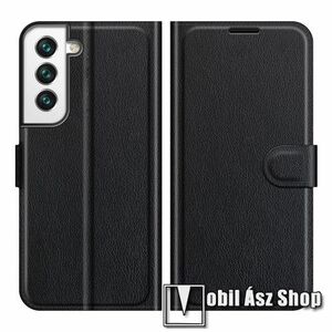 WALLET notesz tok / flip tok - FEKETE - asztali tartó funkciós, oldalra nyíló, rejtett mágneses záródás, bankkártyatartó zseb, szilikon belső - SAMSUNG Galaxy S22 Plus 5G (SM-S906) kép