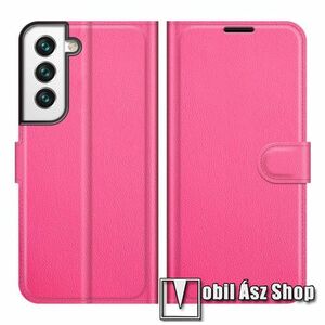 WALLET notesz tok / flip tok - MAGENTA - asztali tartó funkciós, oldalra nyíló, rejtett mágneses záródás, bankkártyatartó zseb, szilikon belső - SAMSUNG Galaxy S22 Plus 5G (SM-S906) kép