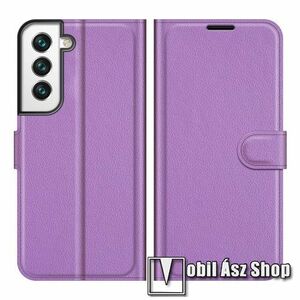 WALLET notesz tok / flip tok - LILA - asztali tartó funkciós, oldalra nyíló, rejtett mágneses záródás, bankkártyatartó zseb, szilikon belső - SAMSUNG Galaxy S22 Plus 5G (SM-S906) kép