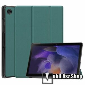 Notesz / mappa tok - ZÖLD - oldalra nyíló flip cover, TRIFOLD asztali tartó funkciós, erősített sarkok, mágneses záródás, műanyag belső - SAMSUNG Galaxy Tab A8 10.5 (2021) (SM-X200/SM-X205) kép