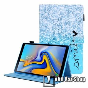 Notesz tok / mappa tok - SMILE / FLITTER MINTÁS - asztali tartó funkciós, oldalra nyíló, mágneses záródás, ceruzatartó, bankkártyatartó zsebekkel, szilikon belső - SAMSUNG Galaxy Tab A8 10.5 (2021) (SM-X200/SM-X205) kép