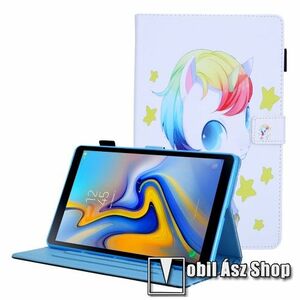 Notesz tok / mappa tok - UNIKORNIS / CSILLAG MINTÁS - asztali tartó funkciós, oldalra nyíló, mágneses záródás, ceruzatartó, bankkártyatartó zsebekkel, szilikon belső - SAMSUNG Galaxy Tab A8 10.5 (2021) (SM-X200/SM-X205) kép