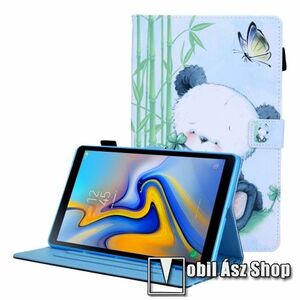 Notesz tok / mappa tok - PANDA MINTÁS - asztali tartó funkciós, oldalra nyíló, mágneses záródás, ceruzatartó, bankkártyatartó zsebekkel, szilikon belső - SAMSUNG Galaxy Tab A8 10.5 (2021) (SM-X200/SM-X205) kép