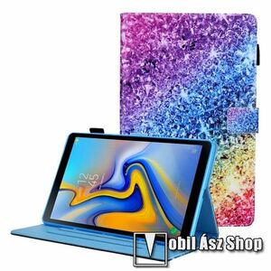 Notesz tok / mappa tok - SZÍNES FLITTER MINTÁS - asztali tartó funkciós, oldalra nyíló, mágneses záródás, ceruzatartó, bankkártyatartó zsebekkel, szilikon belső - SAMSUNG Galaxy Tab A8 10.5 (2021) (SM-X200/SM-X205) kép