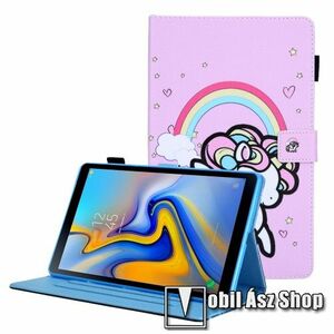 Notesz tok / mappa tok - UNIKORNIS / SZIVÁRVÁNY MINTÁS - asztali tartó funkciós, oldalra nyíló, mágneses záródás, ceruzatartó, bankkártyatartó zsebekkel, szilikon belső - SAMSUNG Galaxy Tab A8 10.5 (2021) (SM-X200/SM-X205) kép