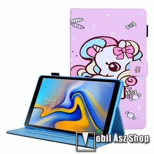 Notesz tok / mappa tok - UNIKORNIS / CUKORKA MINTÁS - asztali tartó funkciós, oldalra nyíló, mágneses záródás, ceruzatartó, bankkártyatartó zsebekkel, szilikon belső - SAMSUNG Galaxy Tab A8 10.5 (2021) (SM-X200/SM-X205) kép