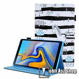 Notesz tok / mappa tok - UNIKORNIS MINTÁS - asztali tartó funkciós, oldalra nyíló, mágneses záródás, ceruzatartó, bankkártyatartó zsebekkel, szilikon belső - SAMSUNG Galaxy Tab A8 10.5 (2021) (SM-X200/SM-X205) kép